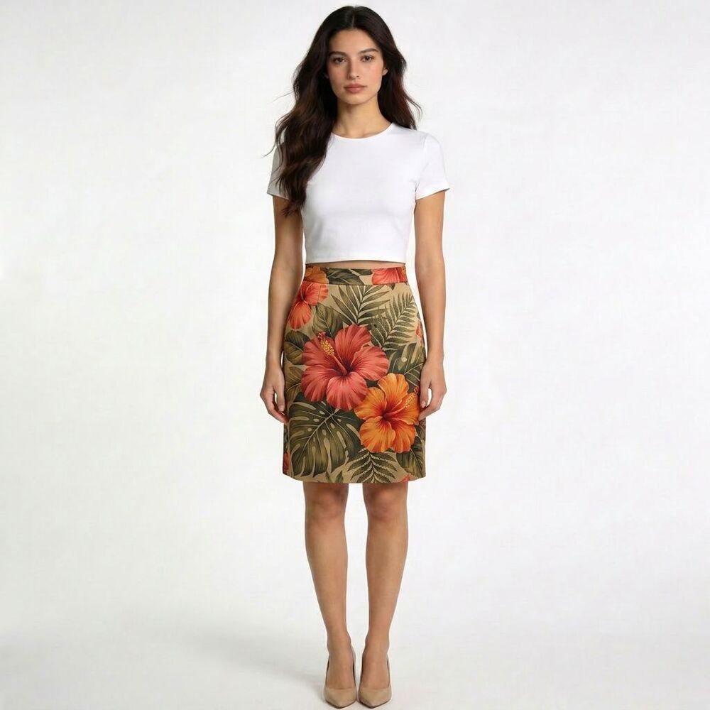 Linda Allard & Ellen Tracy Silk Skirt Women’s Size 6 Knee Length Floral Print